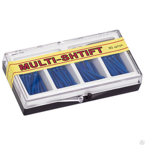 РуДент Multi-Shtift - штифты беззольные с инстр., 1,6 мм, синие (80 шт.), 1 развёртка d 1,6 мм