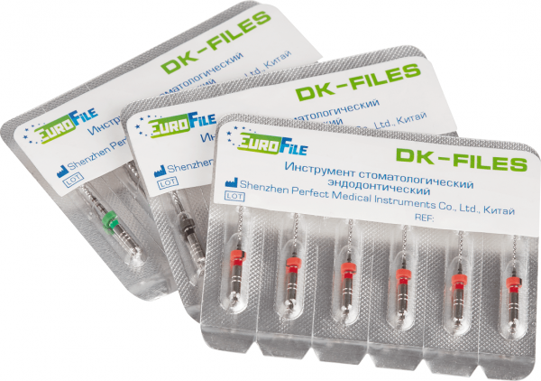 Eurofile DK-Files 25 мм конус 04 асс. 15-40 - машинные NiTi файлы (6 шт.)