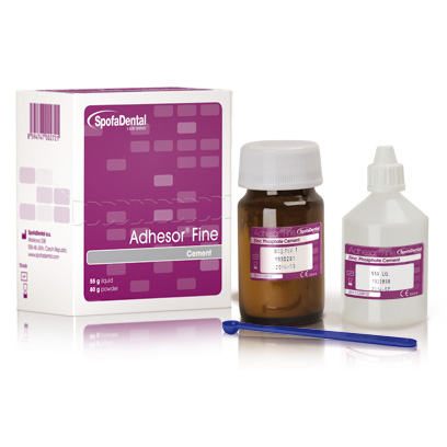 SpofaDental Adhesor Fine - цинк-фосфатный цемент с мелкой зернистостью (80 г + 55 мл)