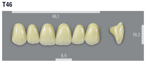 VITA MFT фронтальные верхние зубы, цвет 0M3 (BL), размер T46, 6 шт.