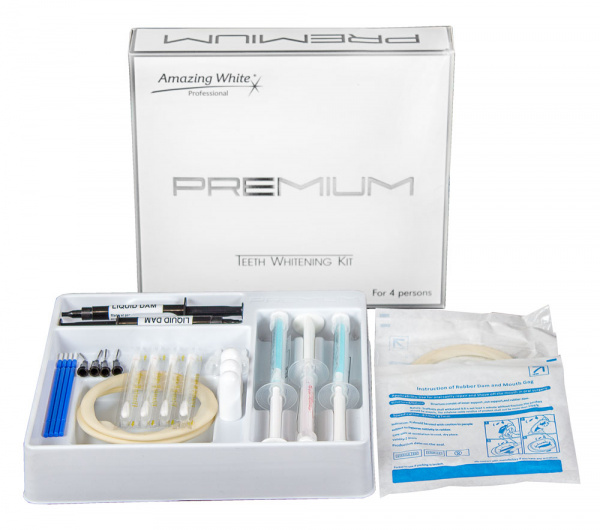 Amazing White PREMIUM Teeth Whitening Kit 38% - набор для офисного отбеливания лампой на 4 персоны