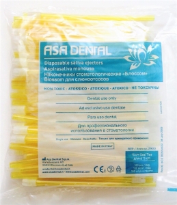 Asa Dental Слюноотсосы BLOSSOM, 15 см, желтые (100 шт.)
