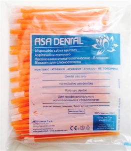 Asa Dental Слюноотсосы BLOSSOM, 15 см, оранжевые (100 шт.)