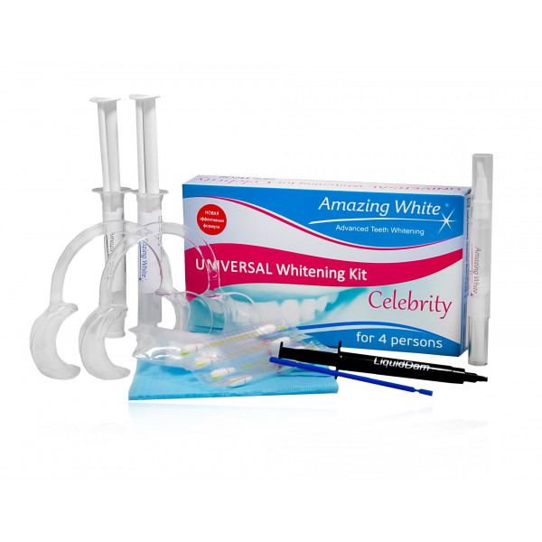Amazing White Universal Whitening Kit Celebrity 25% - отбеливание на 4 персоны (с лампой или без)