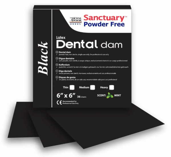 Sanctuary Latex Dental Dams - латексные листы, черные, тонкие 152*152*0,14 мм (36 шт.)