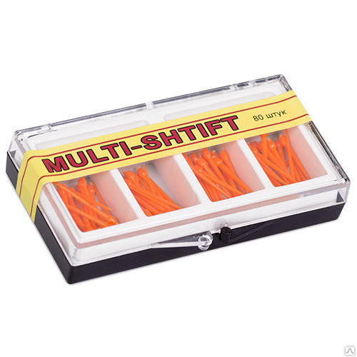 РуДент Multi-Shtift - штифты беззольные, 1,5 мм, оранжевые (80 шт.)