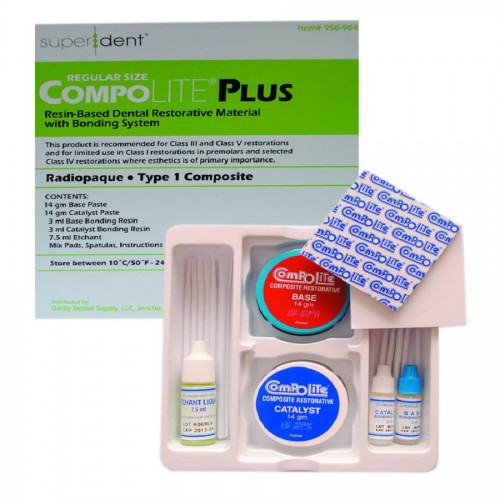 Superdent Compolite Plus - двухкомп. композит хим. отверждения (14 г + 14 г, 3 мл бонд)