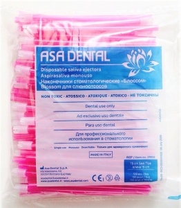 Asa Dental Слюноотсосы BLOSSOM, 15 см, розовые (100 шт.)