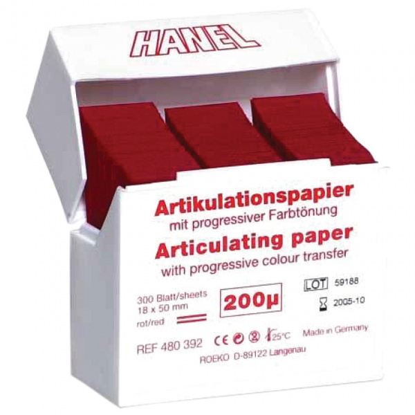 Coltene/Hanel артикуляционная бумага прямая, красная 200 мкм (300 шт.)