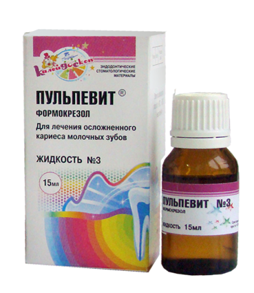 ВладМиВа Пульпевит № 3 Формокрезол - для лечения осложненного кариеса молочных зубов (15 мл)