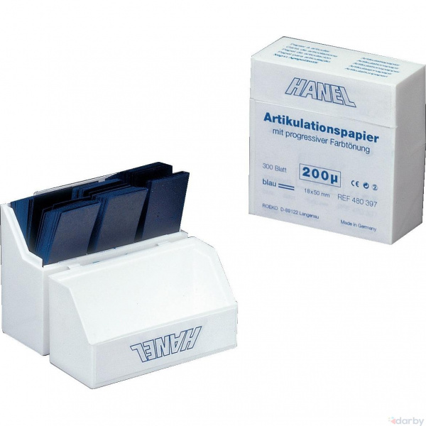 Coltene/Hanel артикуляционная бумага прямая, синяя 200 мкм (300 шт.)