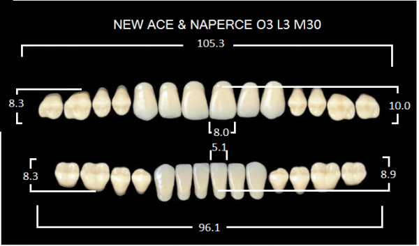Yamahachi Gloria New Ace & Naperce A4 O3 - акриловые двухслойные зубы