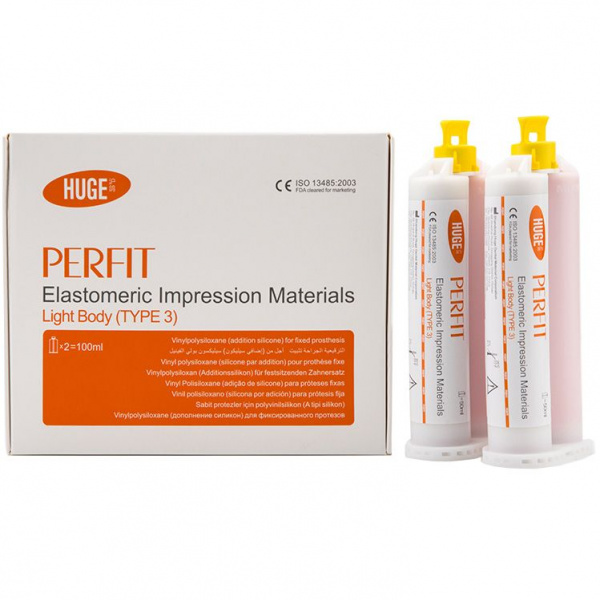 Huge Dental PERFIT Light - А-силиконовая слепочная масса, коррегирующий слой (2 * 50 мл)