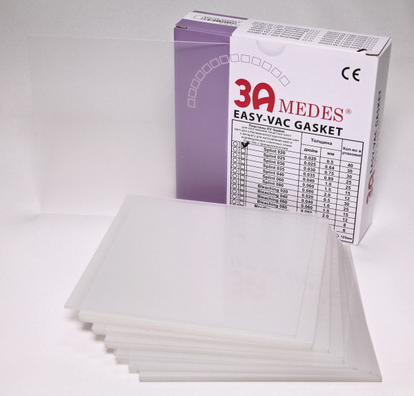 3A MEDES EV Gasket Splint 020 - пластины для изготовления ортодонтических шин, квадратные, 125*125*0,5 мм (40 шт.)