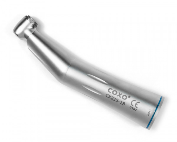 COXO CX235-1B - угловой наконечник, с кнопкой, внутренний спрей, 1:1